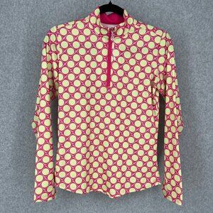 SanSoleil Womens Quarter Zip Long Sleeve Top Size XS Pink Golf Club Ball 50 UPF